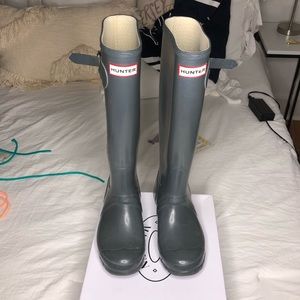 Hunter Original High Gloss Grey Waterproof Boots